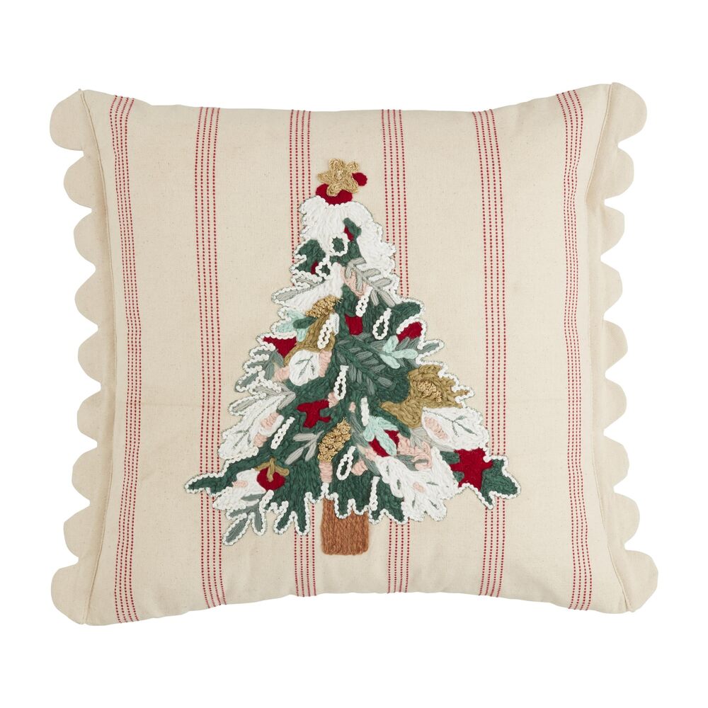 7809 Tree Striped Embroidery Pillow, 18" x 18", Multi